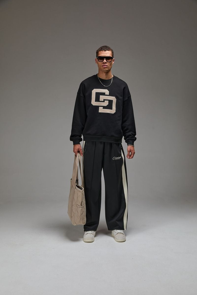 Criminal Damage Leather Applique Logo Sweatshirt