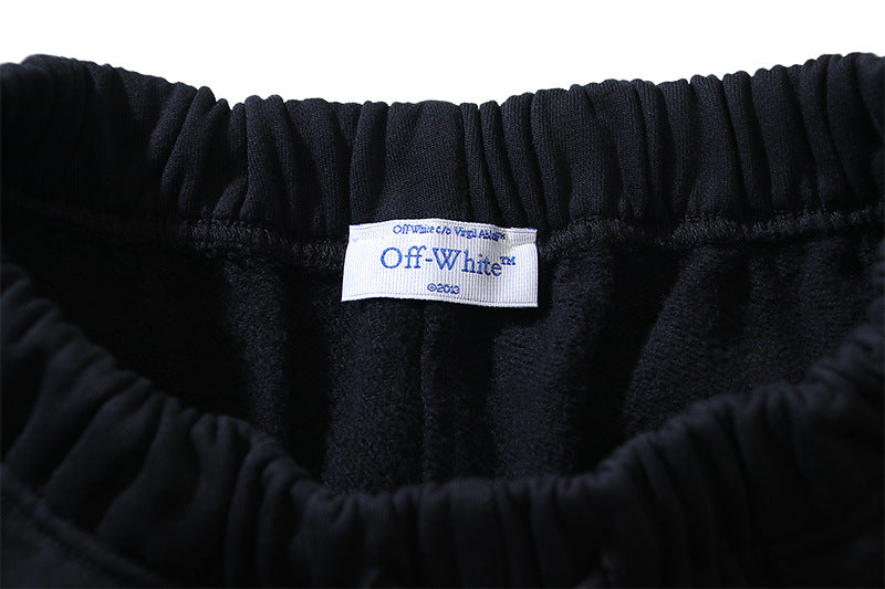 OFF-WHITE "Exactly The Opposite" Arrow Print Cotton Shorts