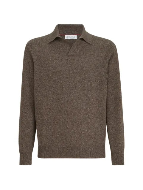 Brunello Cucinelli mouliné cashmere knit polo
