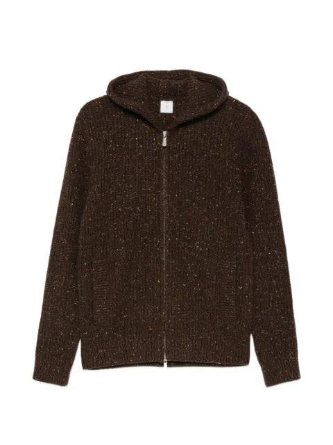 Eleventy zip-up ribbed-knit hoodie