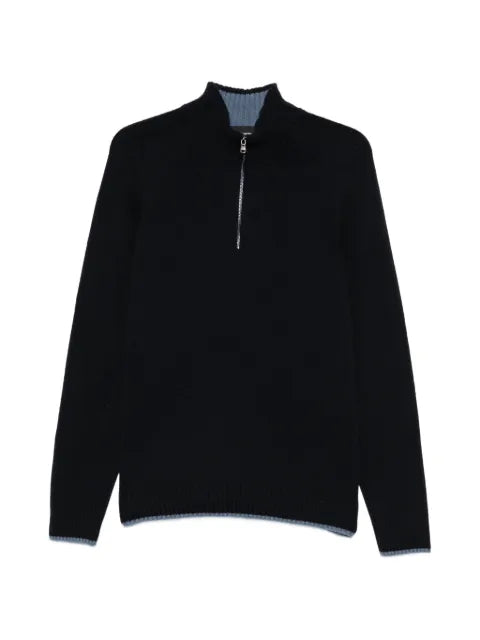 AROVESCIO half-zip ribbed-trim sweater