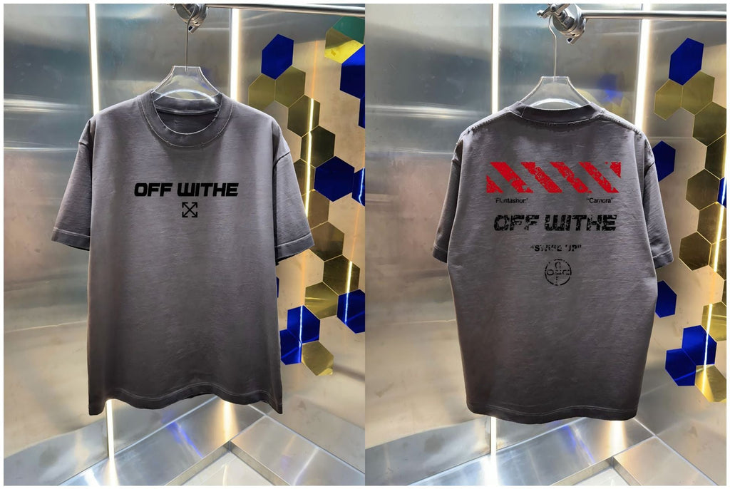 Off-White Washed Distressed Crew Neck Short Sleeve T Shirt Unisex