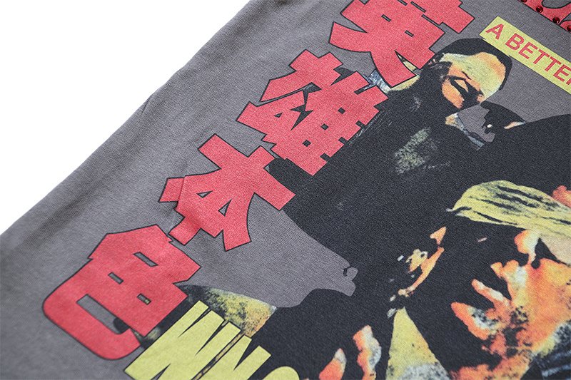VALE USA Washed Gray Rhinestone Graphic T-Shirt