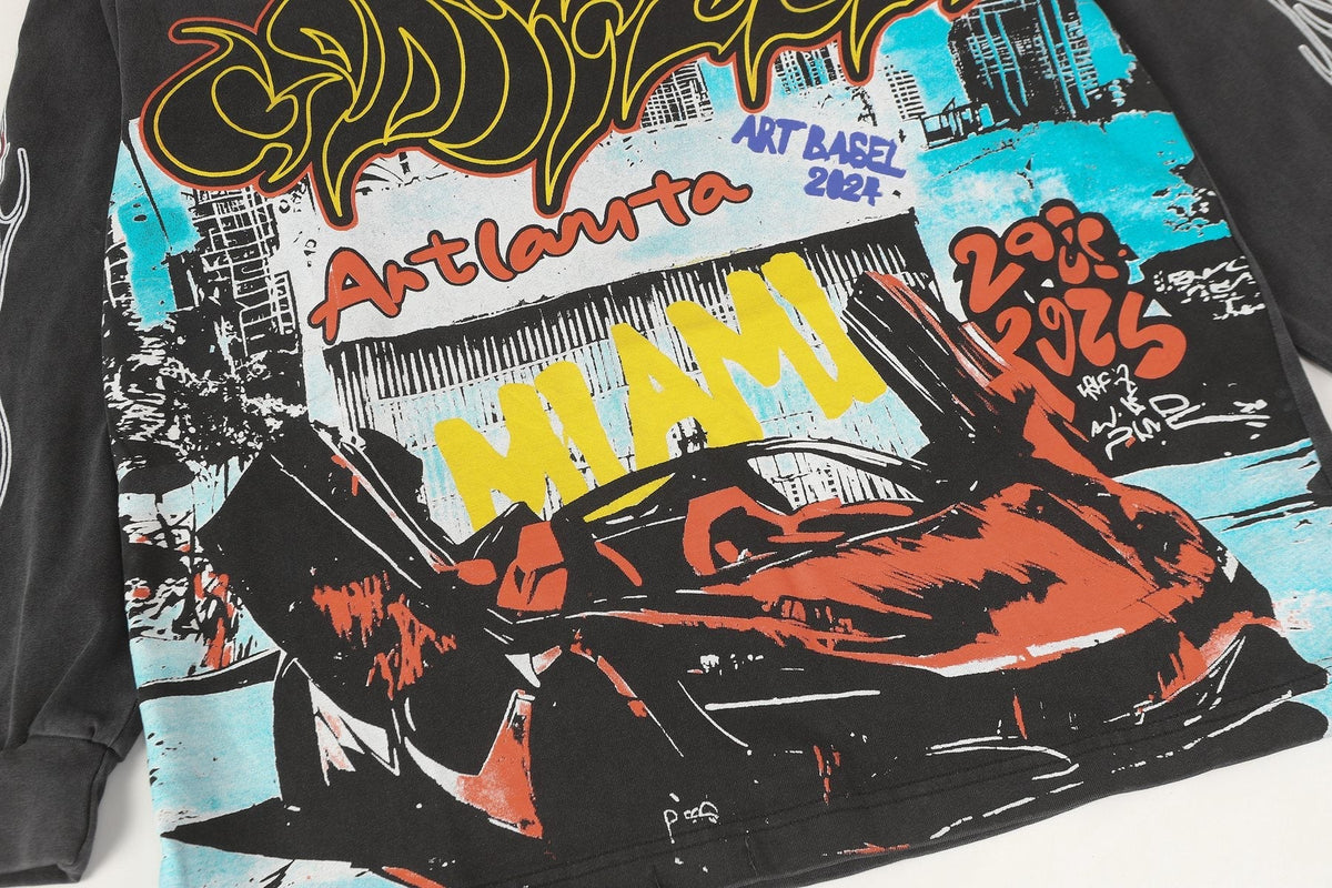 Godspeed Washed Black Rock Graphic Long-Sleeve T-Shirt