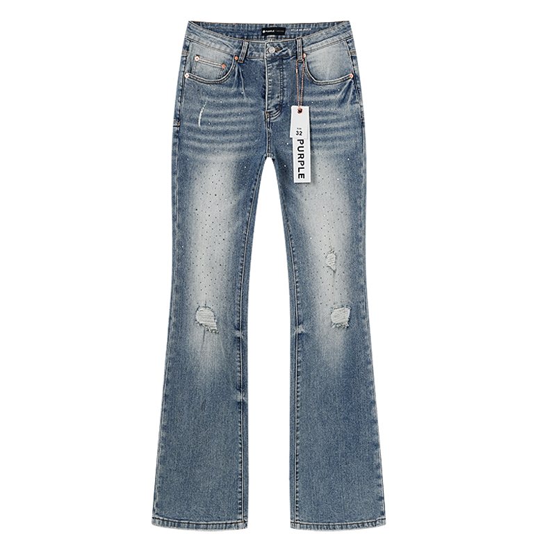 Purple Brand Light Blue Distressed Flare Jeans