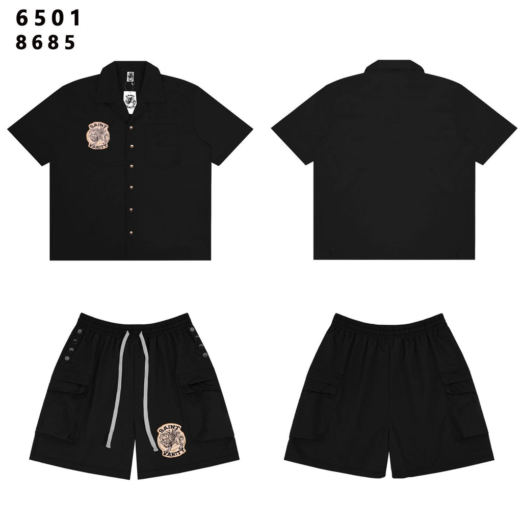 SAINT Vanity Patch Short-Sleeve Shirt & Cargo Shorts Set