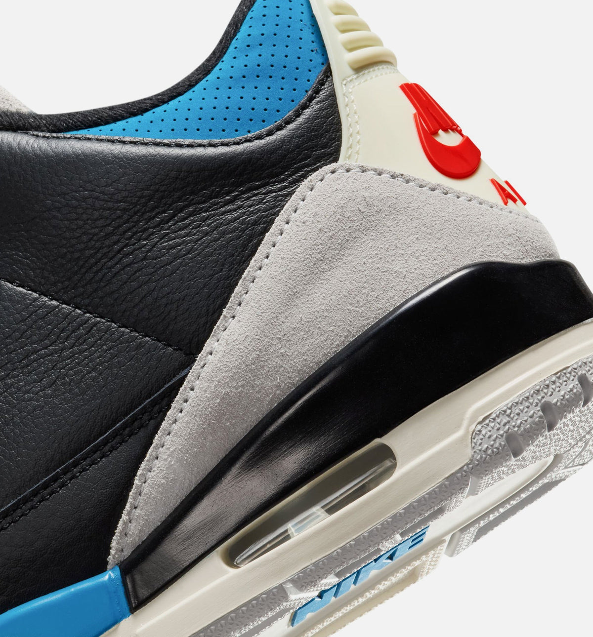Air Jordan 3 Retro OG Rare Air Men's Sneakers - Black / Chile Red / Neutral Grey