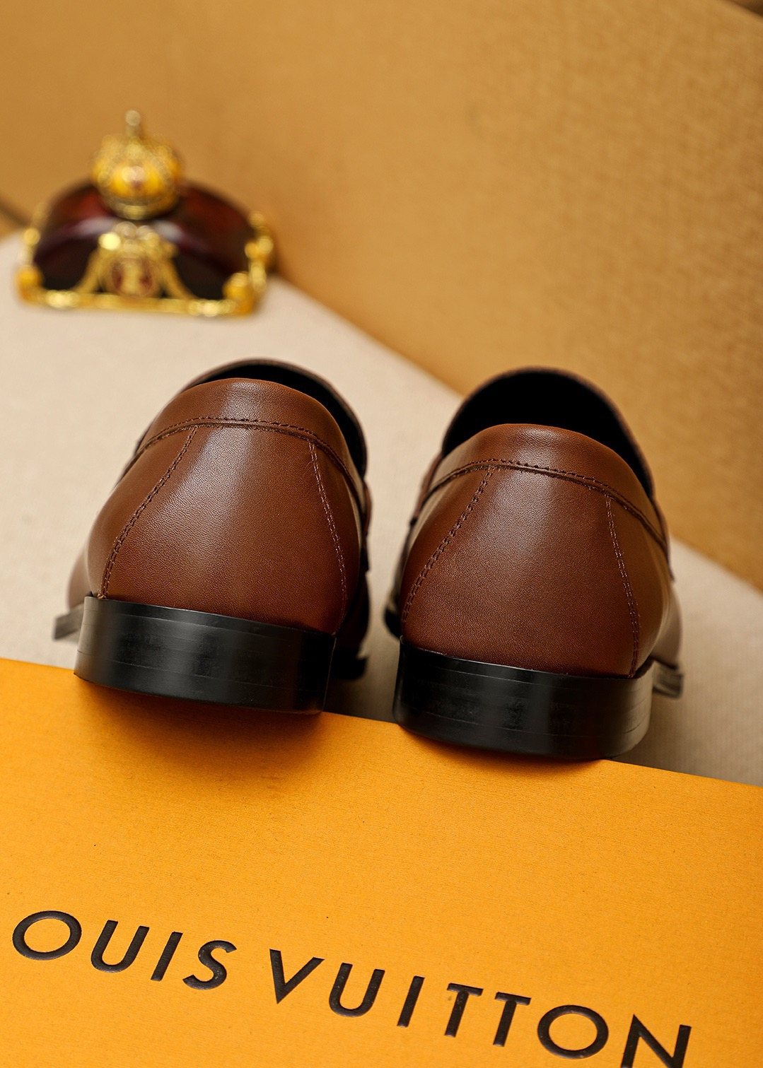 LOUIS VUITTON Brown Metal Hardware Loafers