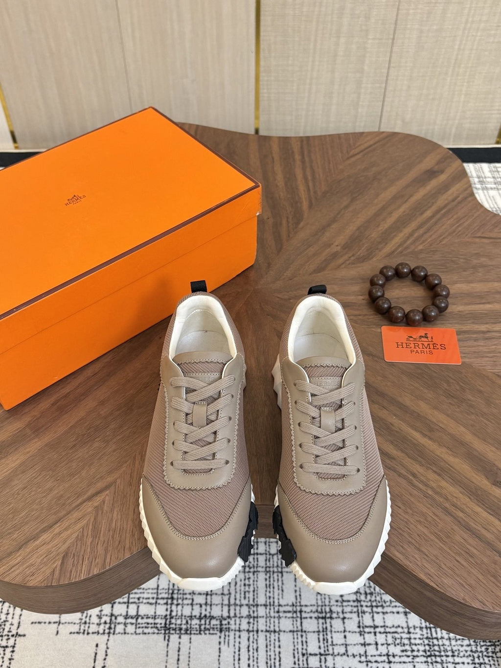 Hermes Black Ribbed Sole Sneakers