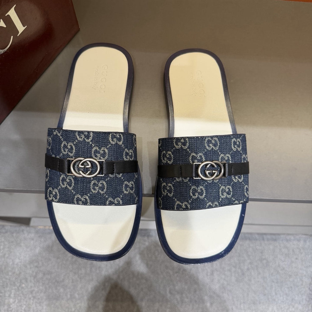 Gucci Patterned Strap Slide Sandals - Open Toe