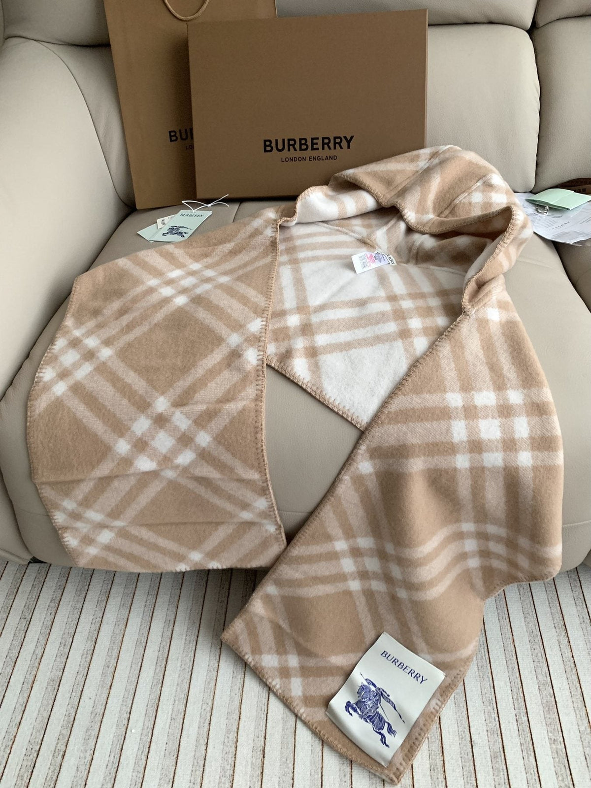 Burberry Plaid Hooded Scarf